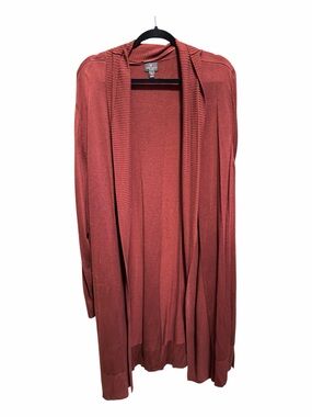 Worthington Open Cardigan in Rust Red Burgundy